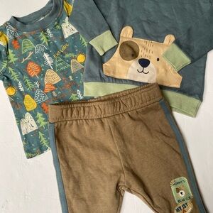 Kids Cotton Bear Playset - Green and Brown Matching Set